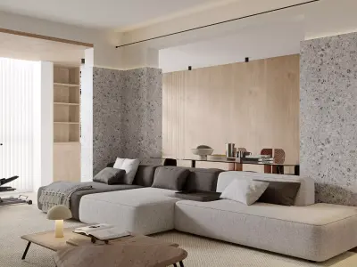 Log-style living room 3D model