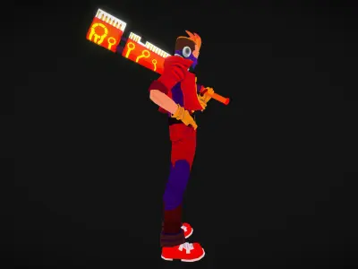Cyber-Punk-Kid character from video game person Low-poly 3D model