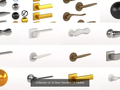 Collection of 12 Door Handles 3D Model Pack