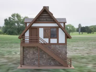 Medieval Blacksmith Forge  3D Model with  Game Ready Low-poly 3D model