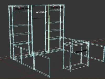 Standard Display Sales Booth - Low Side Partition - R8 3 x 3 m Low-poly 3D model