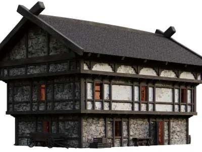 Old Medieval Building House 4K Textures GameReady 49 Low-poly 3D model
