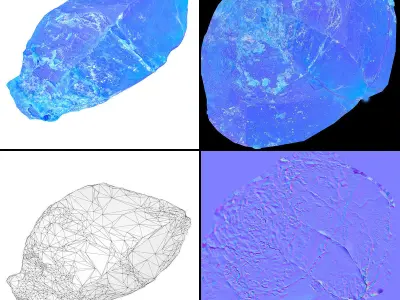 Blue Salt Crystal Collection 5 items Low-poly 3D model