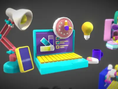 3D Button Collections5 Low-poly 3D model