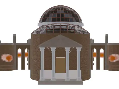 low poly castle model game ready building Low-poly 3D model