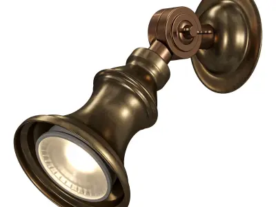 Accra Traditional Adjustable Brass Wall Spotlight 3D model