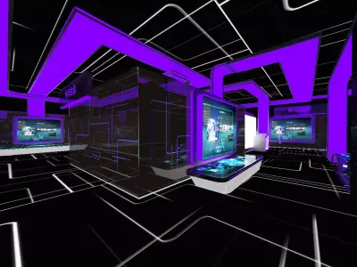 Futuristic Exhibition Interior Sci Fi Hall Low-poly 3D model purchase