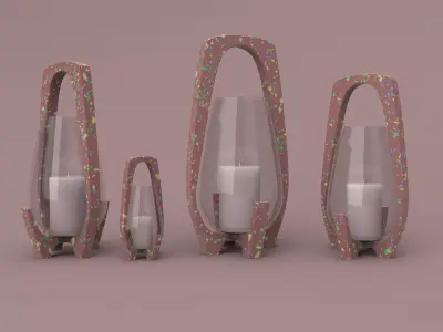 Modern Terrazzo Candle Holder Lamp  Parametric Design 3D Model 3D print model