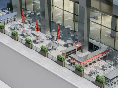 Street cafe or bar furniture set 3D model