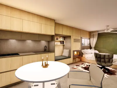 modern mobile home tiny house vacation house on 40m2 Alekseja 40 Low-poly 3D model