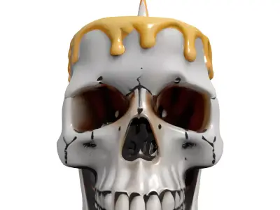 Realistic Skull Candle Halloween Decoration Low-poly 3D model