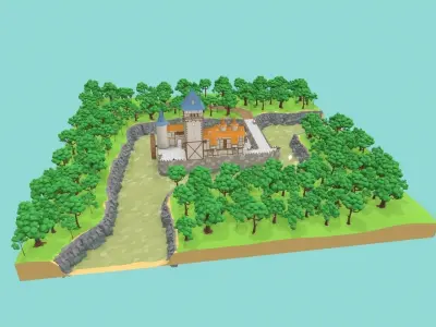 Medieval Castle Low-poly 3D model