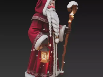 Lantern Keeper Santa - Mystic Winter Sculpture 3D Model 3D print model