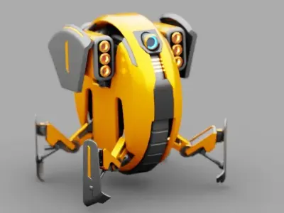 Utility robot rigged- animated character 3D model
