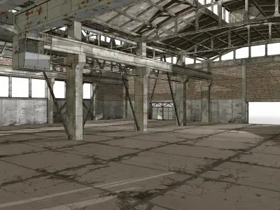 empty hangar Low-poly 3D model