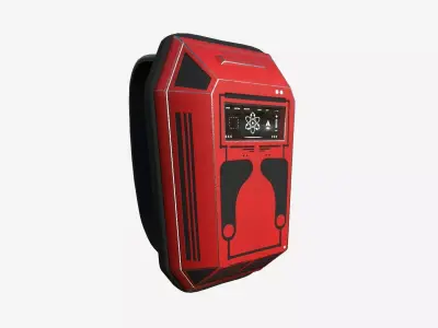 SciFi Backpack E09 Red - Fashion Character Design Low-poly 3D model