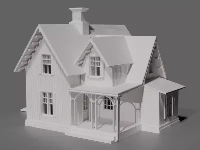 Classic Countryside Wooden House Low Poly Game Ready 3D Model 3D print model