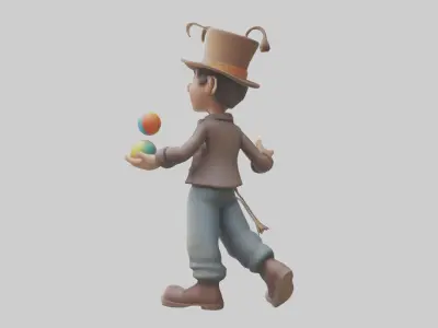 Cartoon Street Performer model 3D model