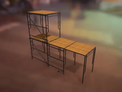 Modular W-Style Scaffolding Pack Low-poly 3D model