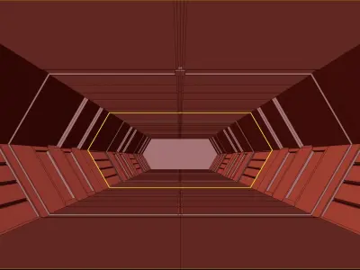 low poly scifi corridor 01 Low-poly 3D model