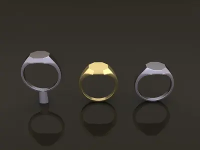 Signet Octagon Ring Band Mix Size 5 6 7 8 9 10 3D print model