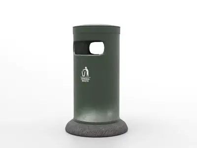 Metal Street Trash Bin 4K PBR Game Ready UV Unwrapped vol 08 Low-poly 3D model