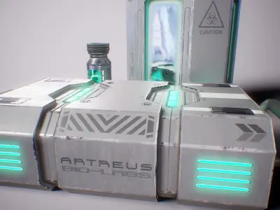 PBR Sci-Fi Lab Props Mini Collection Low-poly 3D model