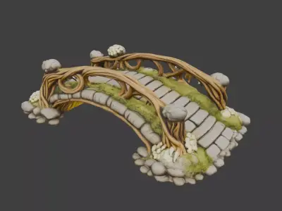 Enchanted Wooden Bridge Low-poly 3D model