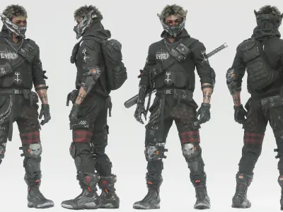 Cyberpunk Metalhead Character Low-poly 3D model