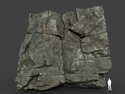Low poly Black Cracked Modular Rock 220106 Low-poly 3D model