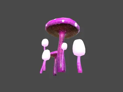 Fantasy Mushroom H07 Pink - Scene Backdrop Design Low-poly 3D model