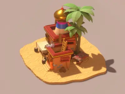 Arabian market lowpoly  Low-poly 3D model