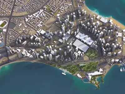 Doha - 3D City Model Low-poly 3D model