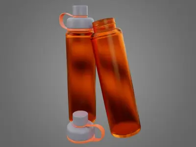 Orange Water Bottle Low-poly 3D model