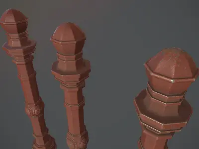 Barrier Bollard Pack 2 v4 Red Three Texture Options Low-poly 3D model