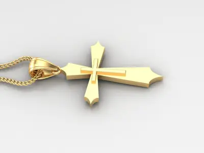 Light Gold 18K Cross Pendant 2CP031 3D print model