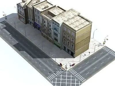 Low poly city block 15 Low-poly 3D model