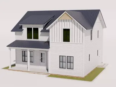 Farmhouse Style House Low-poly 3D model