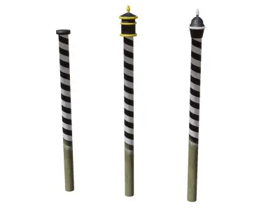 Venitian Poles - Pali Da Casada - Low poly PBR Low-poly 3D model