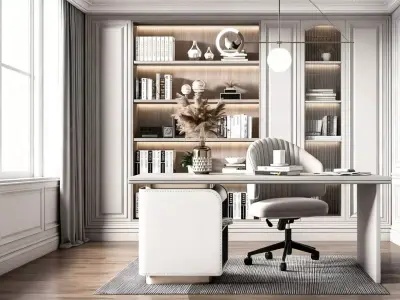 Modern Light Luxury Study Room 3D model