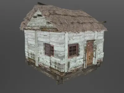 Wooden Hut Low-poly 3D model