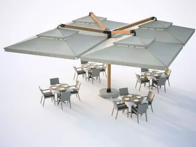 Outdoor restaurant tables 3D model