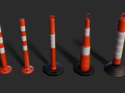 Warning Post 3D model Pack Low-poly 3D model
