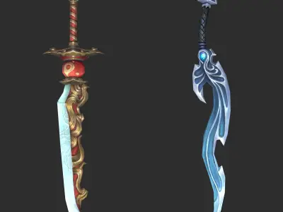 Fantasy Sword Collection Low-poly 3D model
