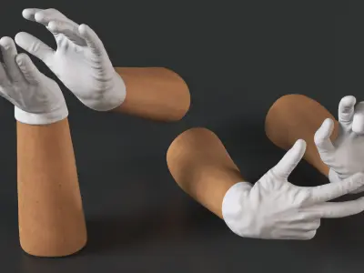  Hands Wearing Medical Gloves White Rigged for Cinema 4D 