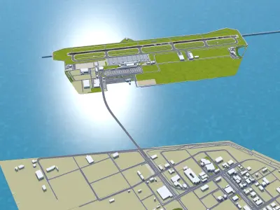 Kobe Airport 10km Low-poly 3D model