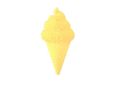 Voxel Ice Cream Cone v1 003 Low-poly 3D model