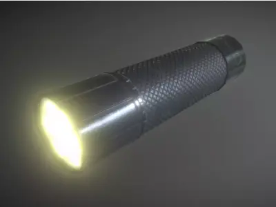 Led Torch Hand Lamp Black Steel AR VR PBR Low-poly 3D model