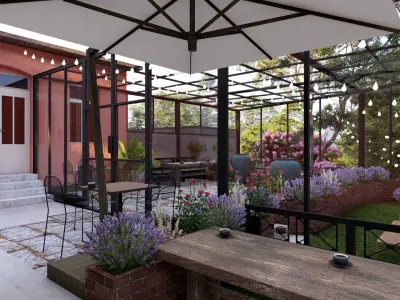 3D Exterior Scene 3D model design garden and landscape 3D model shop