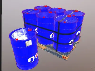 Pallet with imperial barrels 3D model